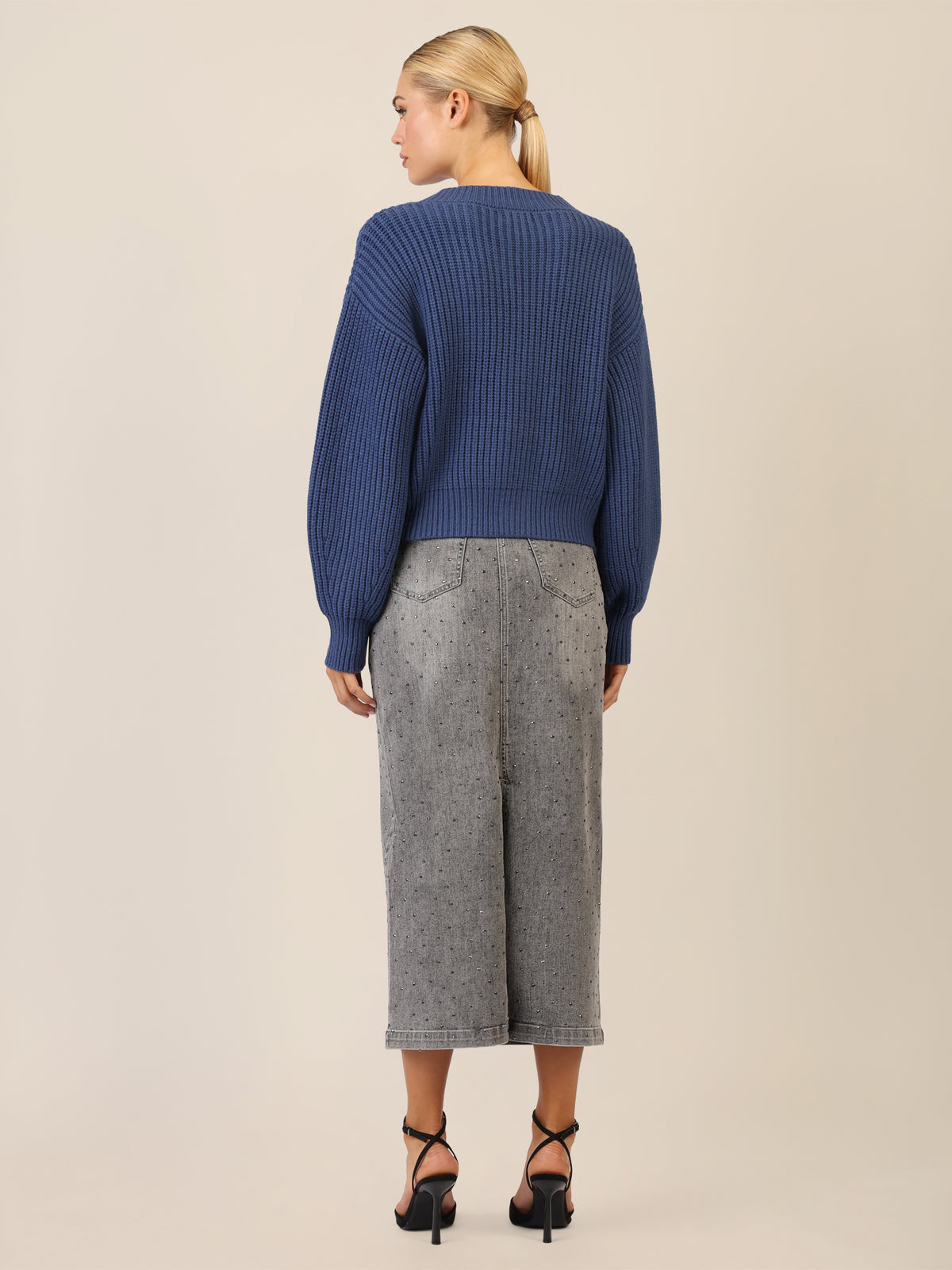 APART Oversized Strickjacke mit Knopfleiste | mittelblau