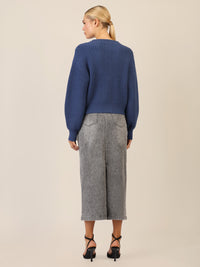 APART Oversized Strickjacke mit Knopfleiste | mittelblau
