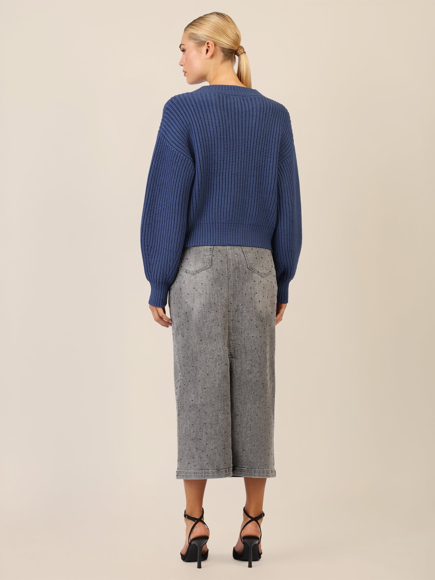 APART Oversized Strickjacke mit Knopfleiste | mittelblau