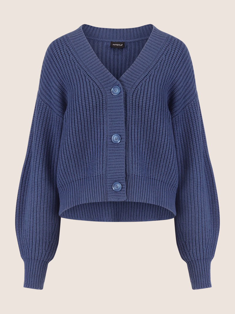 APART Oversized Strickjacke mit Knopfleiste | mittelblau