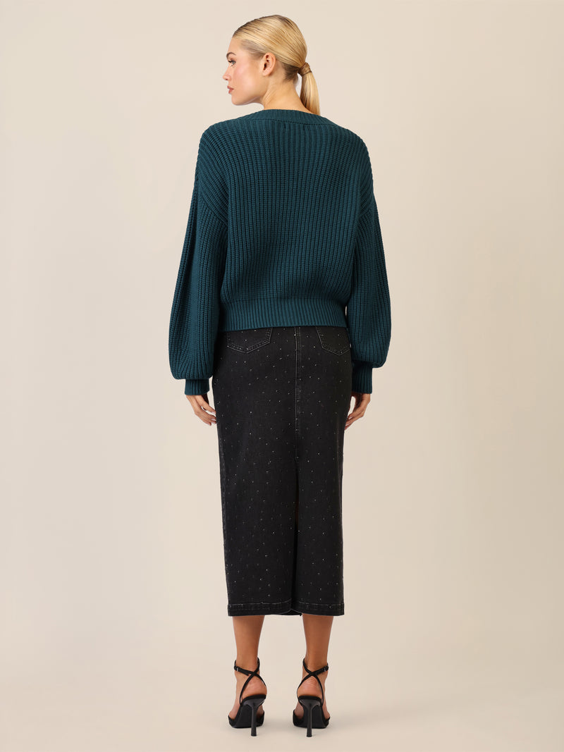 APART Oversized Strickjacke mit Knopfleiste | dunkelgrün