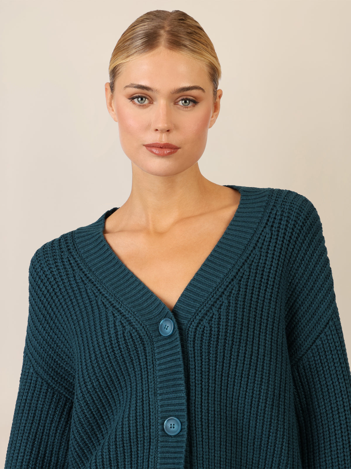 APART Oversized Strickjacke mit Knopfleiste | dunkelgrün