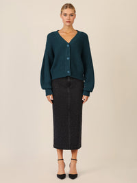 APART Oversized Strickjacke mit Knopfleiste | dunkelgrün