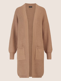 APART Lange Strickjacke mit aufgesetzten Taschen | camel