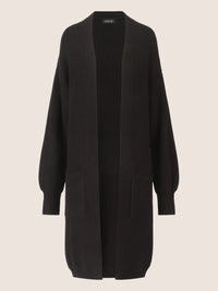 APART Lange Strickjacke mit aufgesetzten Taschen | schwarz