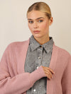 APART Lange Strickjacke mit aufgesetzten Taschen | mauve