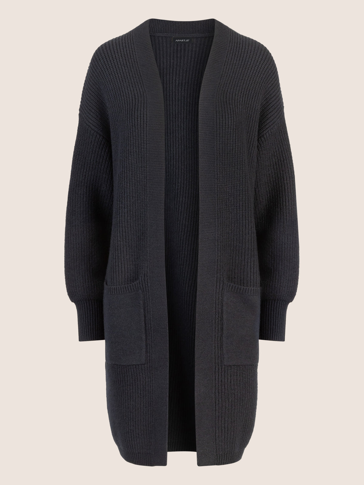 APART Lange Strickjacke mit aufgesetzten Taschen | nachtblau