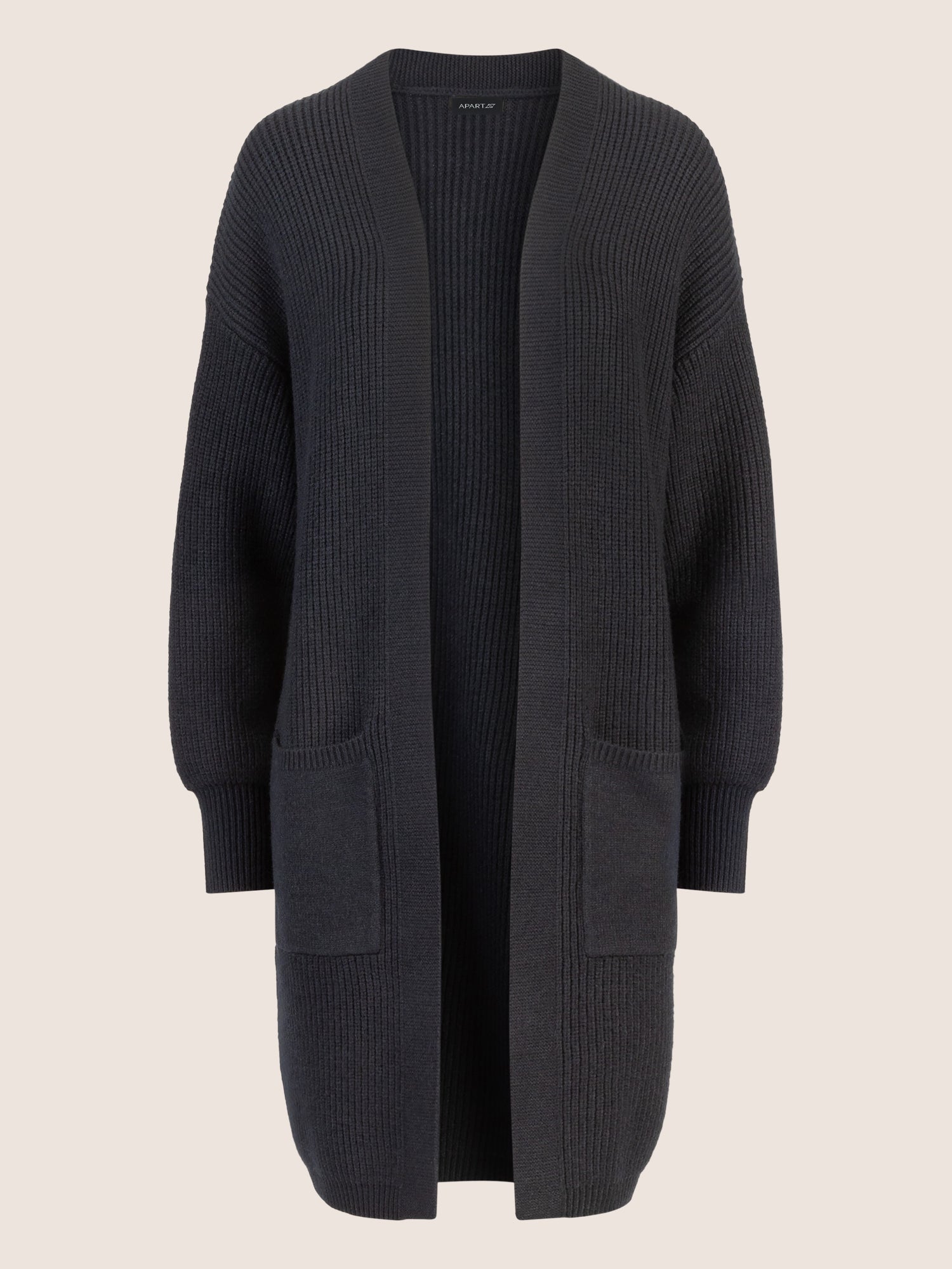 APART Lange Strickjacke mit aufgesetzten Taschen | nachtblau
