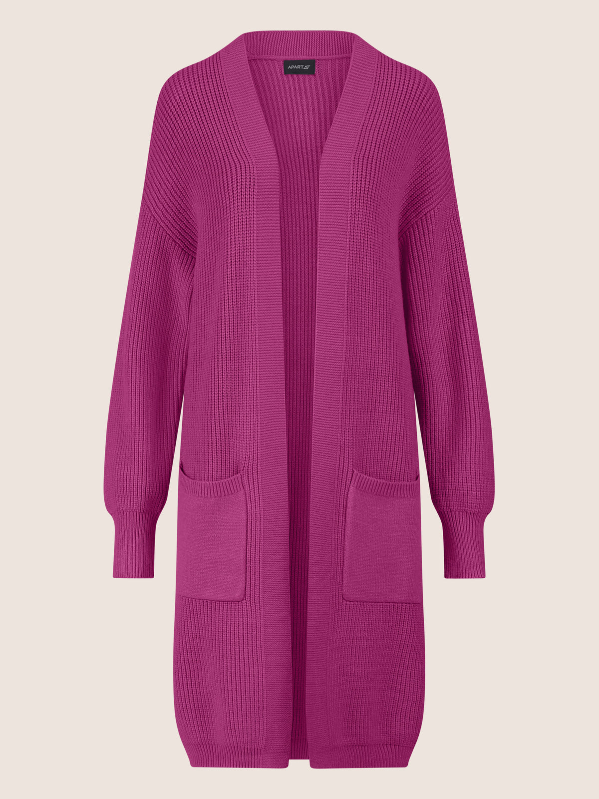 APART Lange Strickjacke mit aufgesetzten Taschen | lila