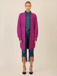 APART Lange Strickjacke mit aufgesetzten Taschen | lila