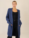 APART Lange Strickjacke mit aufgesetzten Taschen | mittelblau