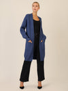 APART Lange Strickjacke mit aufgesetzten Taschen | mittelblau