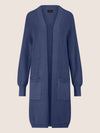 APART Lange Strickjacke mit aufgesetzten Taschen | mittelblau