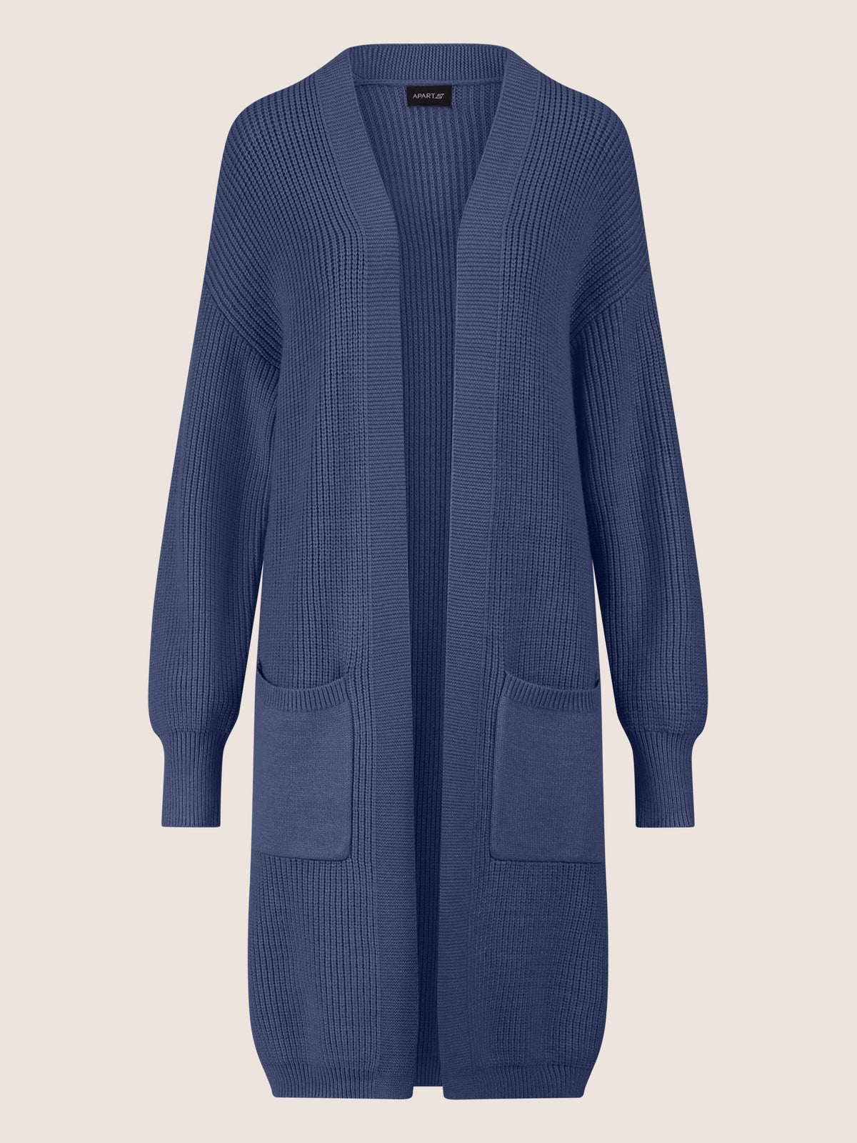 APART Lange Strickjacke mit aufgesetzten Taschen | mittelblau
