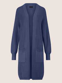 APART Lange Strickjacke mit aufgesetzten Taschen | mittelblau
