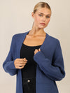 APART Lange Strickjacke mit aufgesetzten Taschen | mittelblau