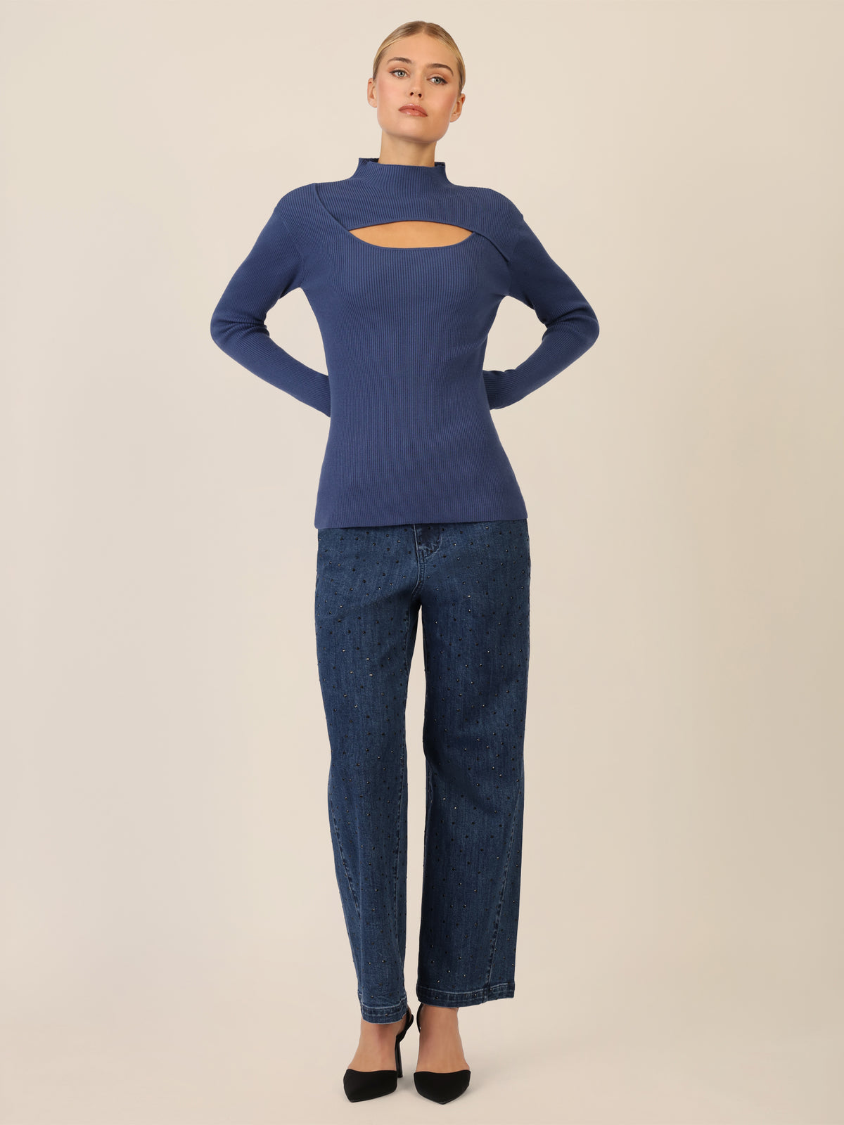 APART Pullover mit Cut-out-Detail | mittelblau