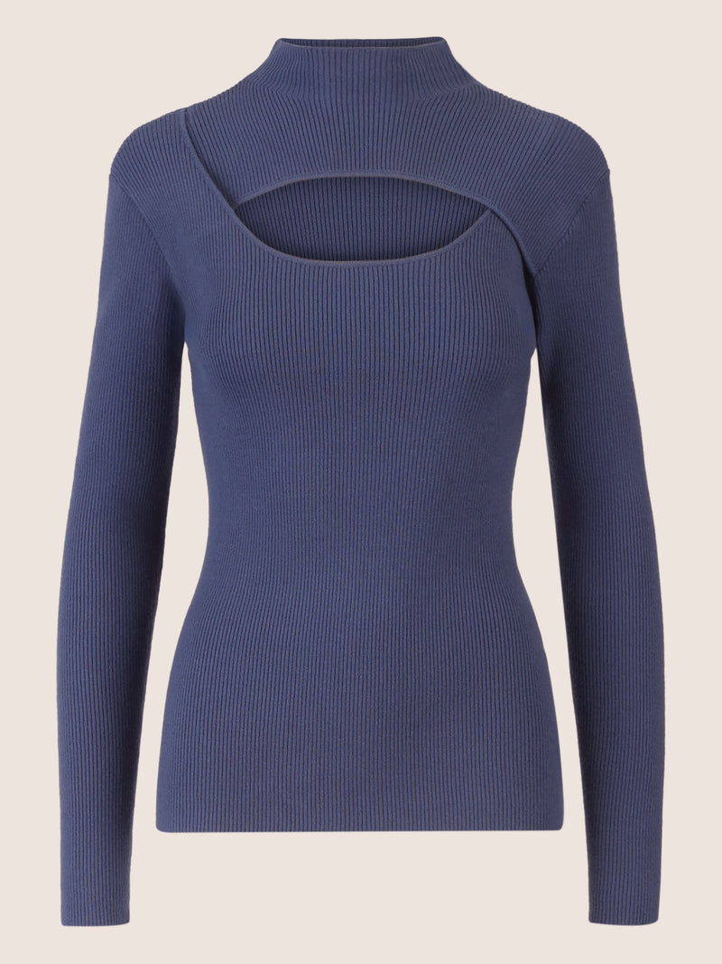 APART Pullover mit Cut-out-Detail | mittelblau