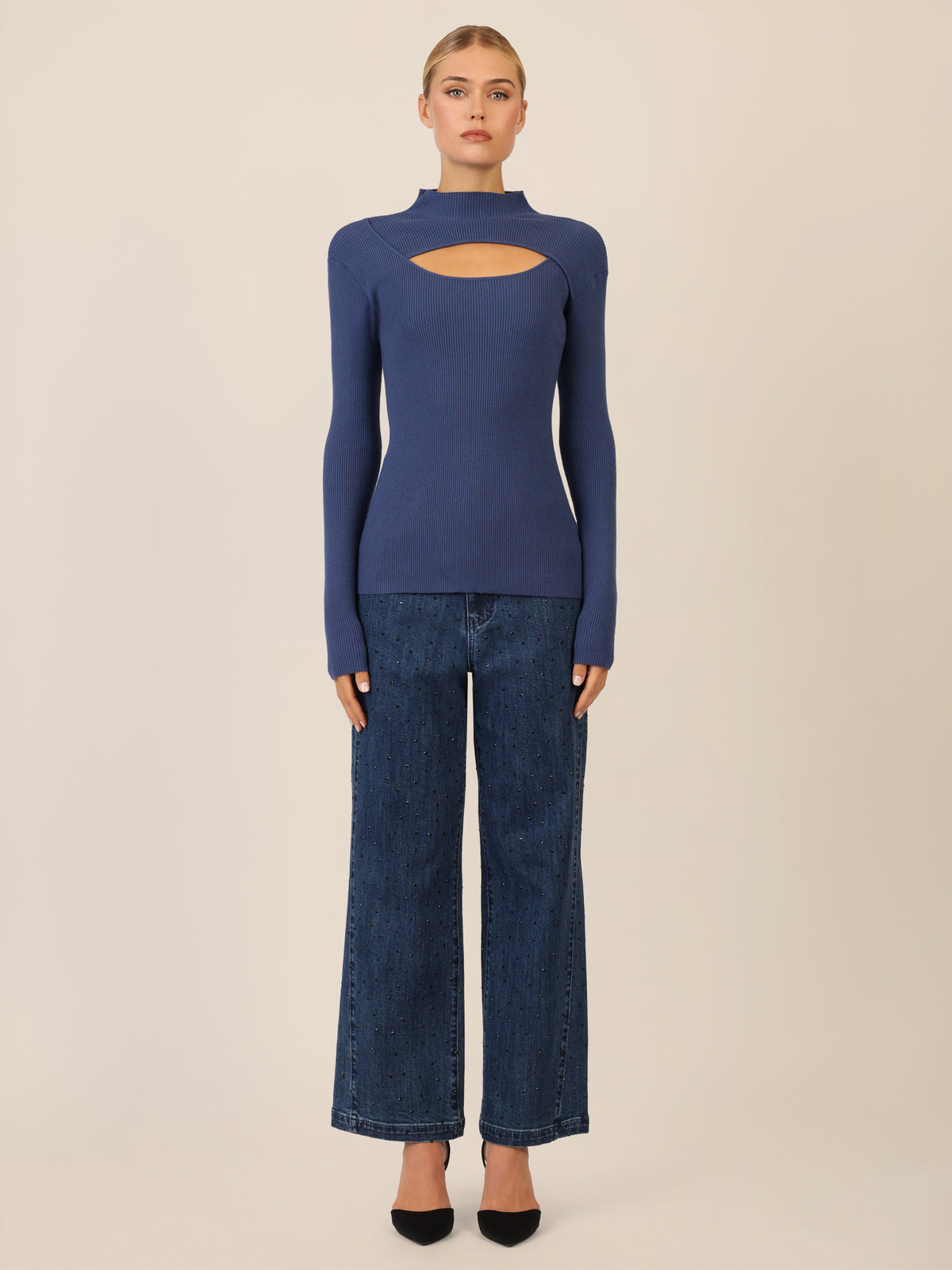 APART Pullover mit Cut-out-Detail | mittelblau