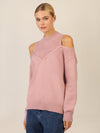 APART Oversized Pullover mit Cut-outs und Rippeinsatz | mauve