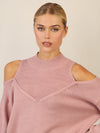 APART Oversized Pullover mit Cut-outs und Rippeinsatz | mauve