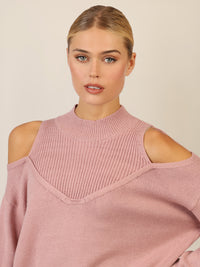 APART Oversized Pullover mit Cut-outs und Rippeinsatz | mauve