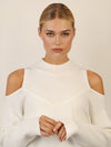 APART Oversized Pullover mit Cut-outs und Rippeinsatz | creme