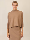 APART Oversized Pullover mit Stehkragen und Rippenstruktur | camel