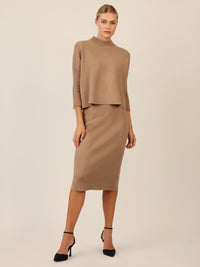 APART Oversized Pullover mit Stehkragen und Rippenstruktur | camel