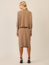 APART Oversized Pullover mit Stehkragen und Rippenstruktur | camel