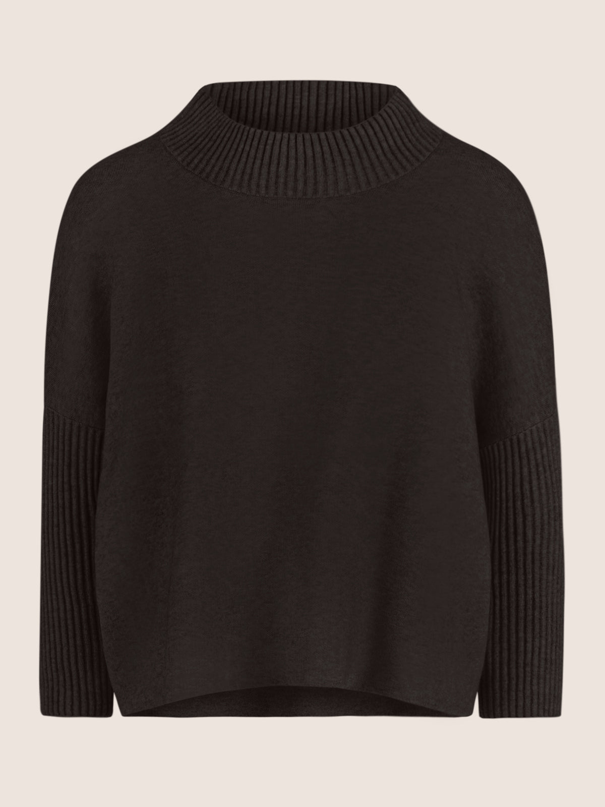 APART Oversized Pullover mit Stehkragen und Rippenstruktur | schwarz