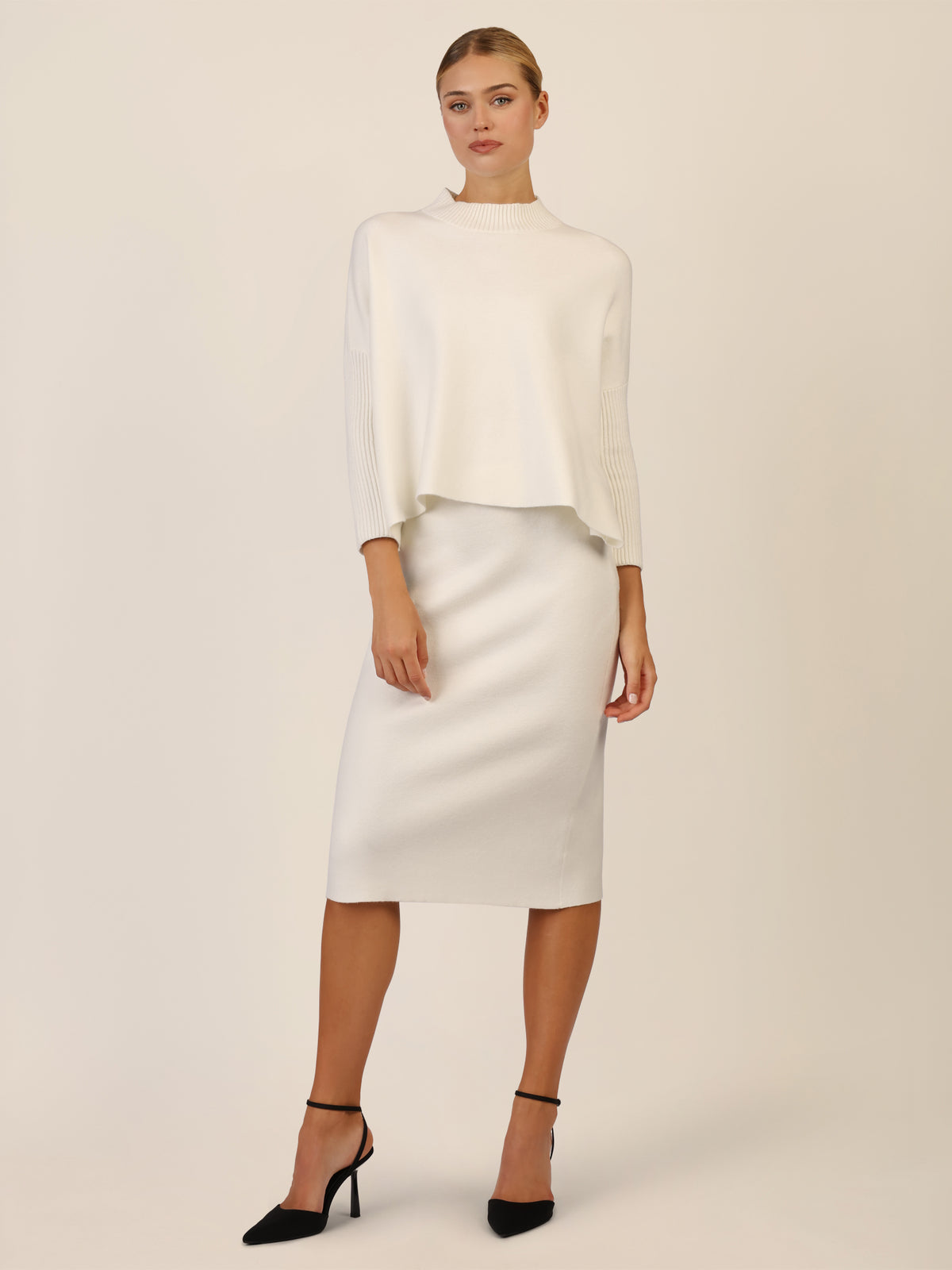 APART Oversized Pullover mit Stehkragen und Rippenstruktur | creme