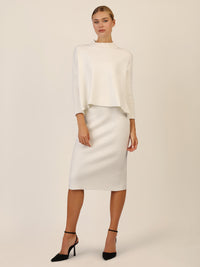 APART Oversized Pullover mit Stehkragen und Rippenstruktur | creme