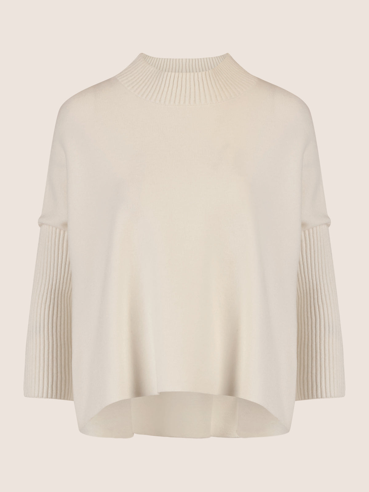 APART Oversized Pullover mit Stehkragen und Rippenstruktur | creme