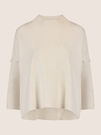 APART Oversized Pullover mit Stehkragen und Rippenstruktur | creme