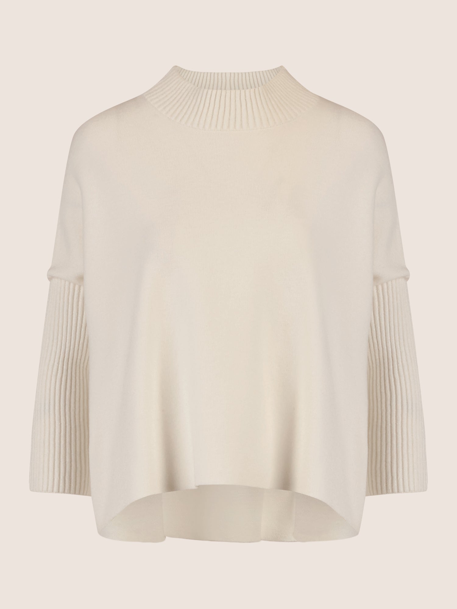 APART Oversized Pullover mit Stehkragen und Rippenstruktur | creme
