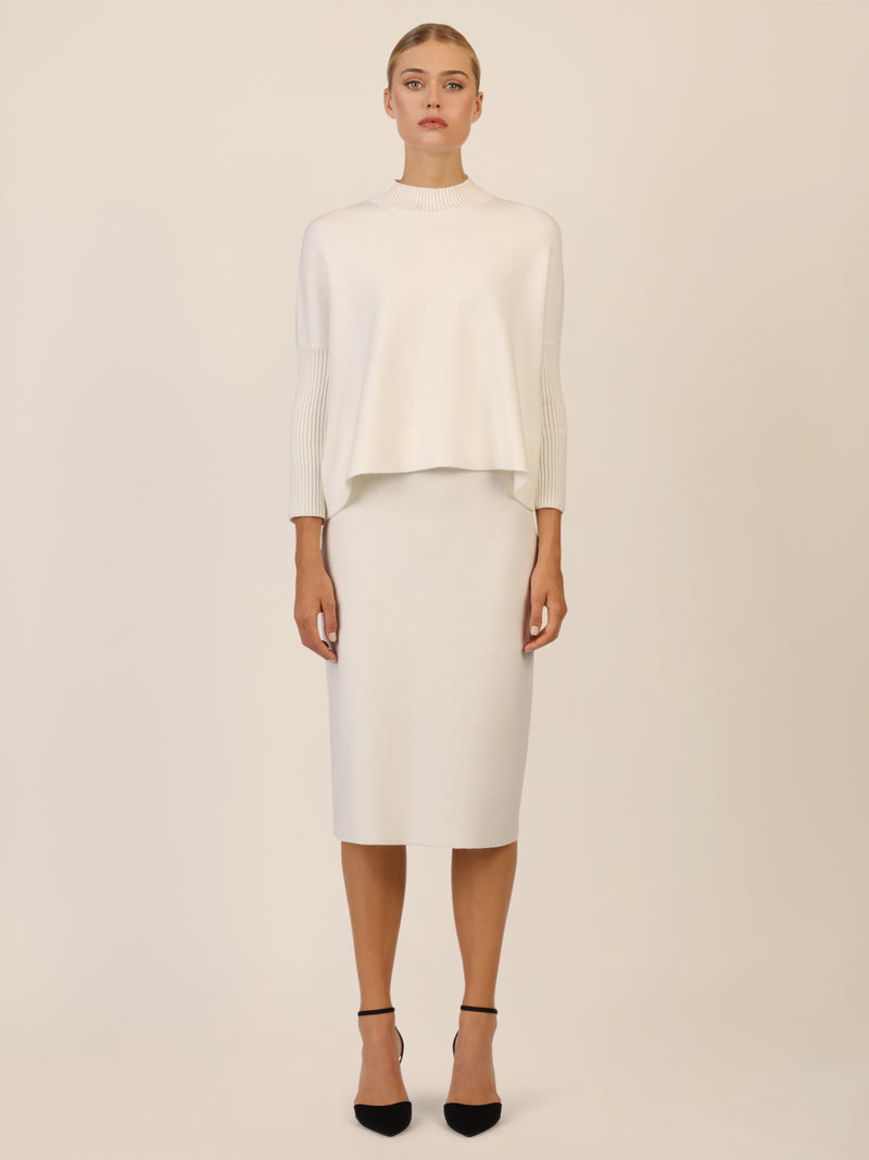 APART Oversized Pullover mit Stehkragen und Rippenstruktur | creme