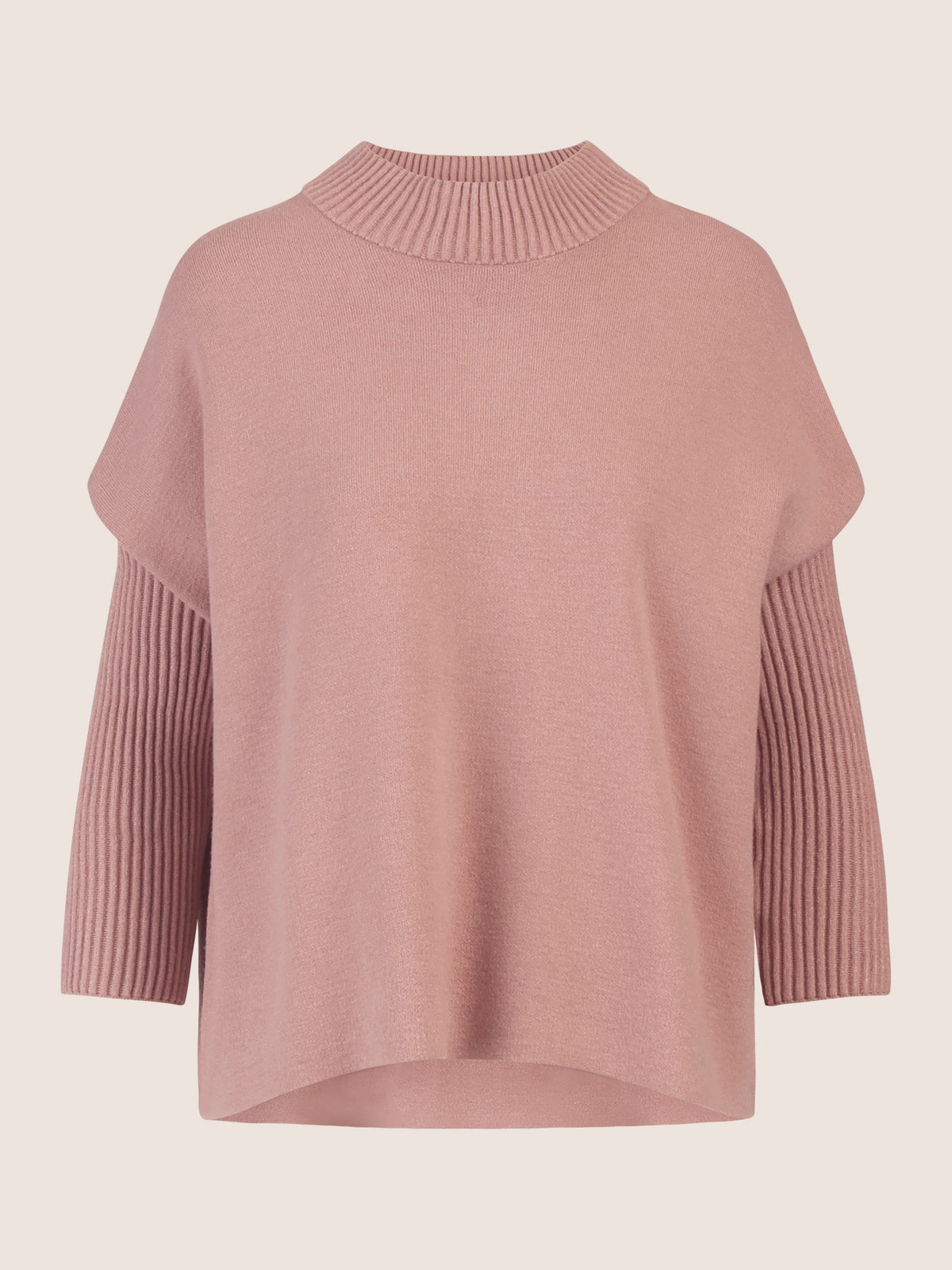 APART Oversized Pullover mit Stehkragen und Rippenstruktur | mauve