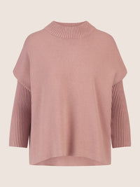 APART Oversized Pullover mit Stehkragen und Rippenstruktur | mauve