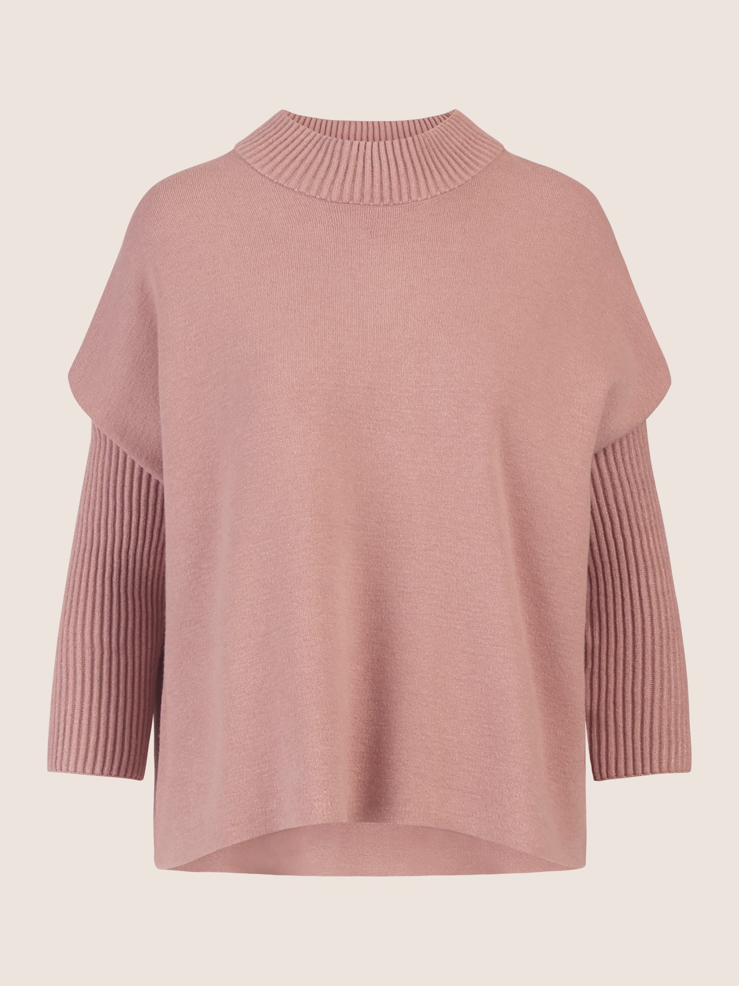 APART Oversized Pullover mit Stehkragen und Rippenstruktur | mauve