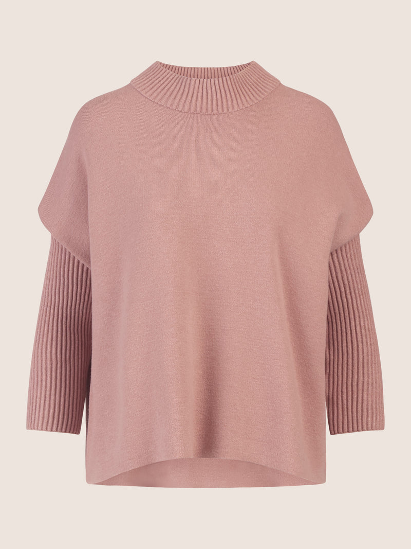 APART Oversized Pullover mit Stehkragen und Rippenstruktur | mauve