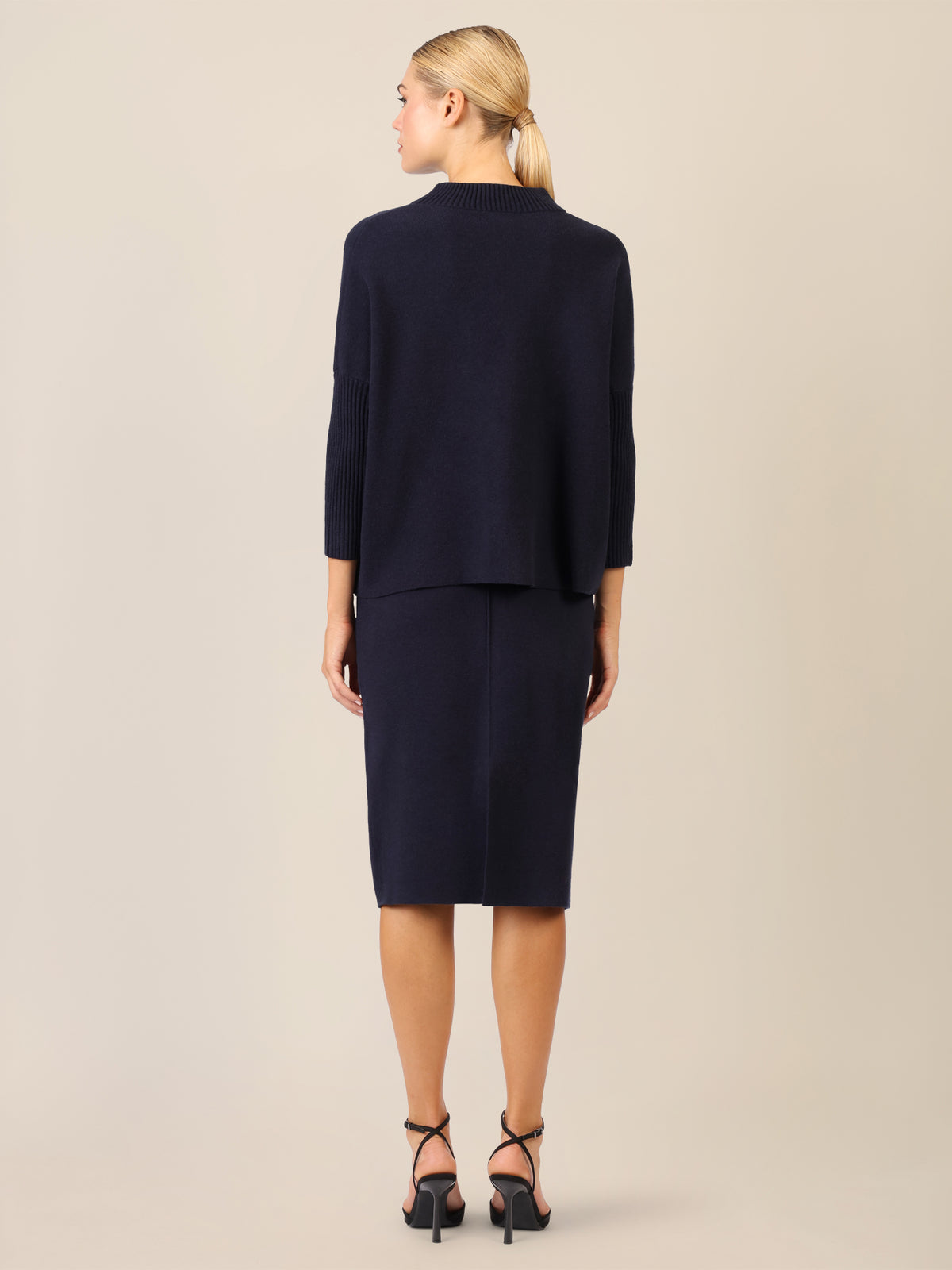 APART Oversized Pullover mit Stehkragen und Rippenstruktur | nachtblau