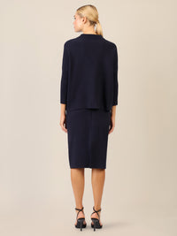 APART Oversized Pullover mit Stehkragen und Rippenstruktur | nachtblau