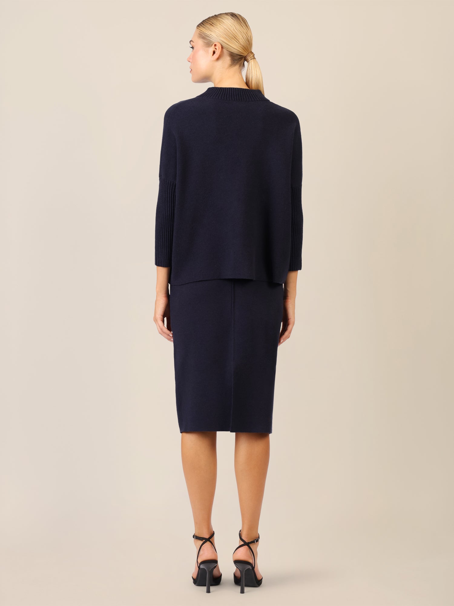 APART Oversized Pullover mit Stehkragen und Rippenstruktur | nachtblau