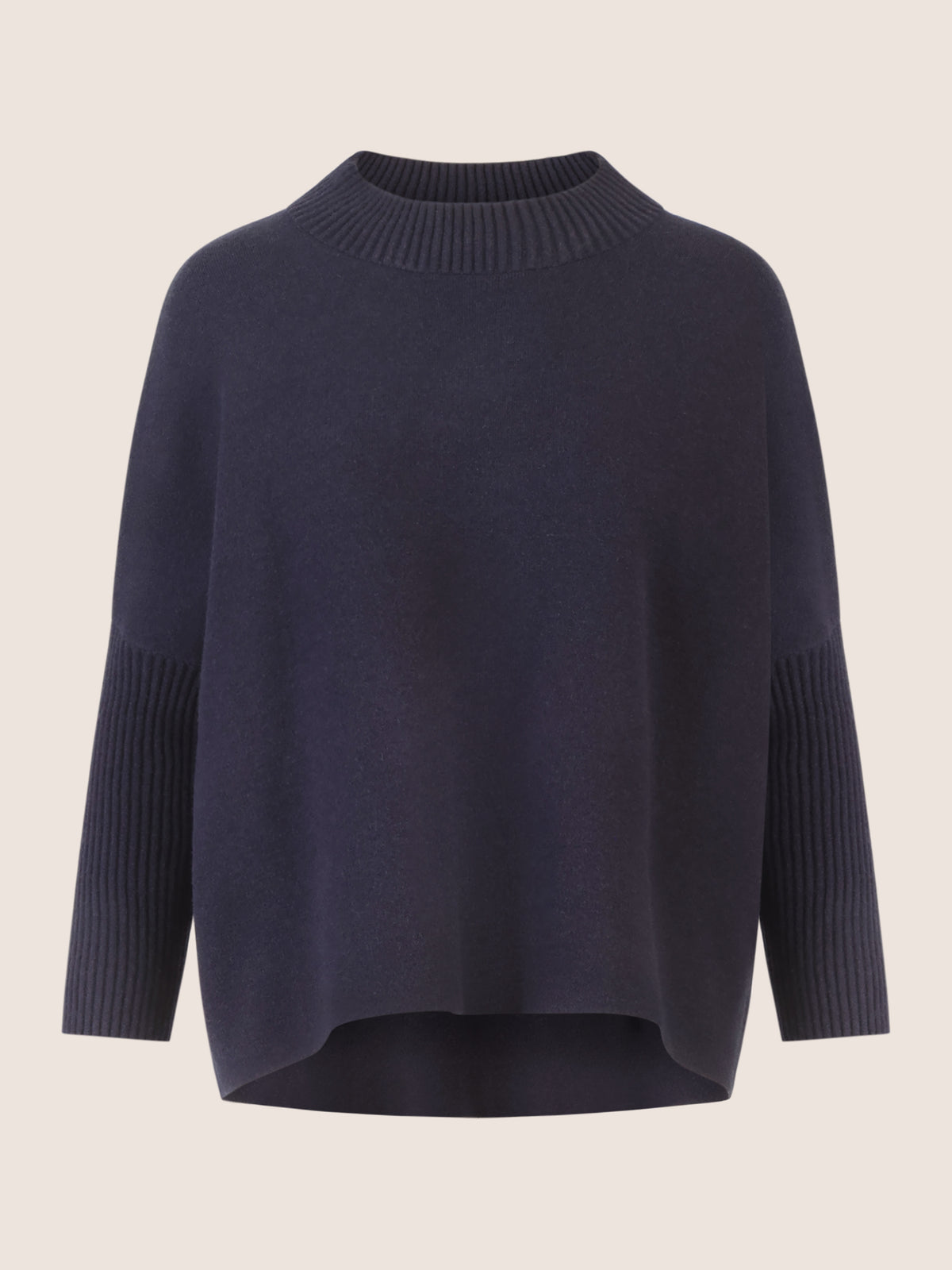 APART Oversized Pullover mit Stehkragen und Rippenstruktur | nachtblau