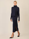 APART Oversized Pullover mit Rollkragen und Schmuckknöpfen | nachtblau
