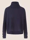 APART Oversized Pullover mit Rollkragen und Schmuckknöpfen | nachtblau
