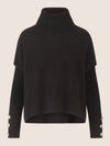 APART Oversized Pullover mit Rollkragen und Schmuckknöpfen | schwarz