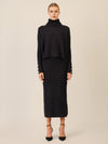 APART Oversized Pullover mit Rollkragen und Schmuckknöpfen | schwarz