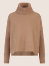 APART Oversized Pullover mit Rollkragen und Schmuckknöpfen | camel